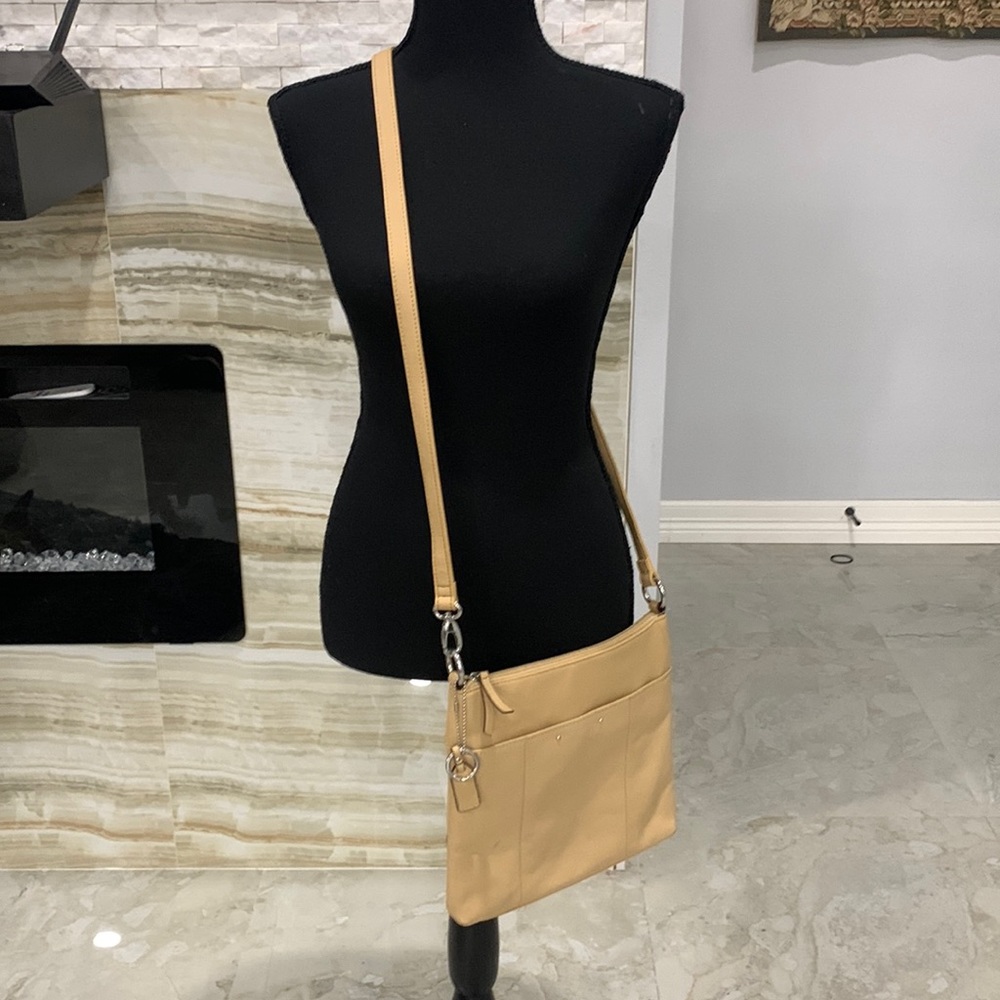 Tignanello Outer Shell Leather Crossbody Tan Bag.